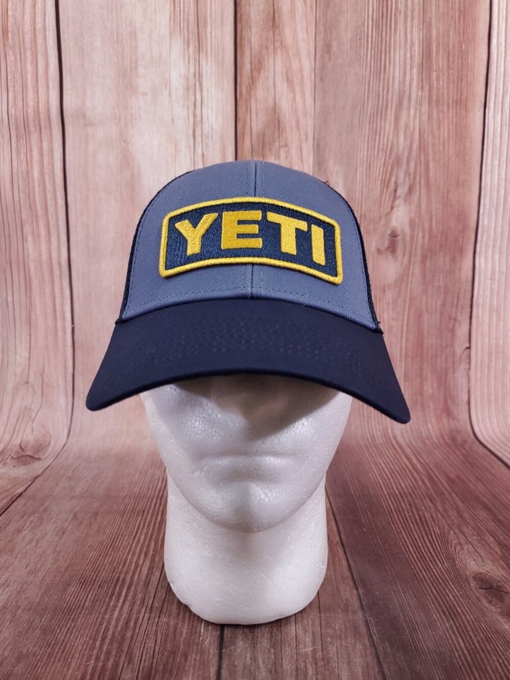 Yeti Mesh Trucker Snapback Cap Hat Outdoor Patch  Embroidered Adjustable Blue